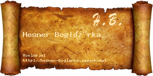 Hesner Boglárka névjegykártya
